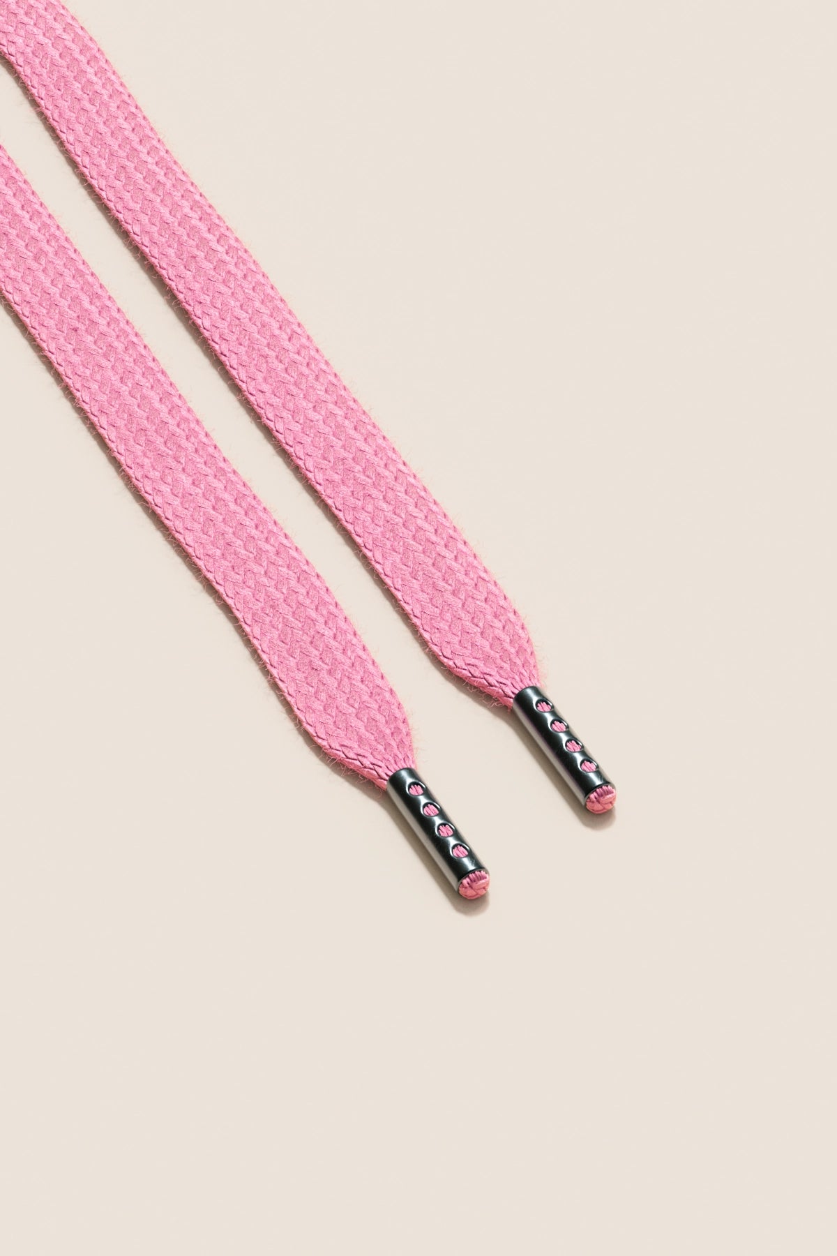 Senkels Flamingo Pink Sneaker Shoelaces with Black Nickel Aglets