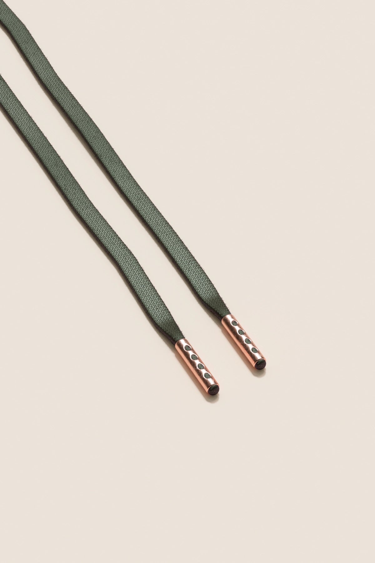 Senkels Olive Green 3mm Flat Waxed Shoelaces with Rose Gold Aglets