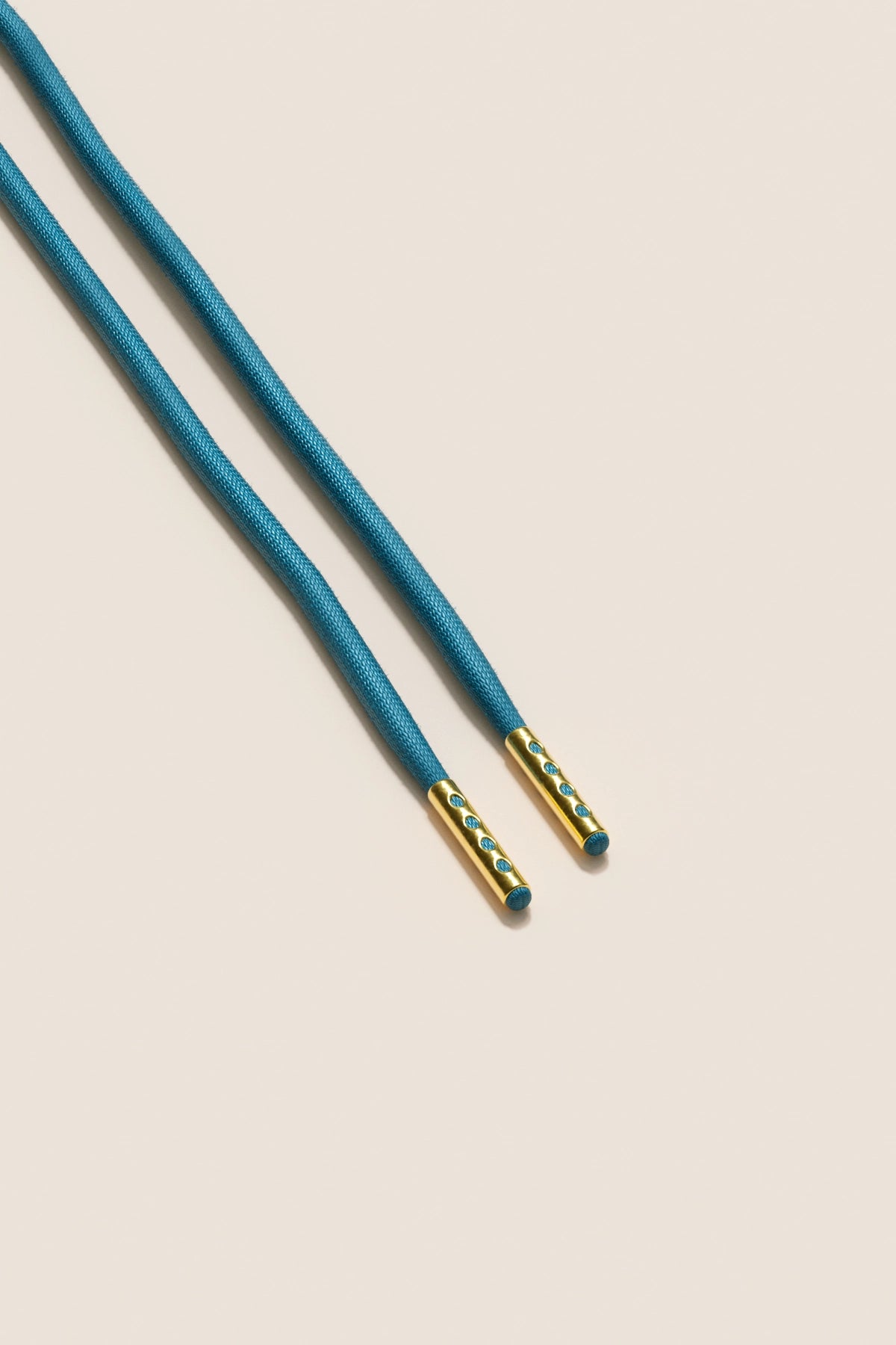 Senkels Petrol Blue 4mm Round Waxed Shoelaces with Gold Aglets