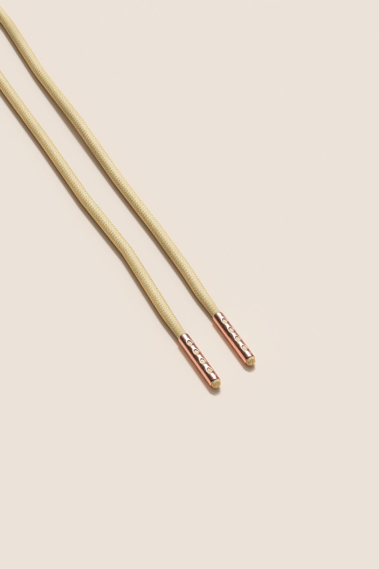 Senkels Champagne 2.5mm Round Waxed Shoelaces with Rose Gold Aglets