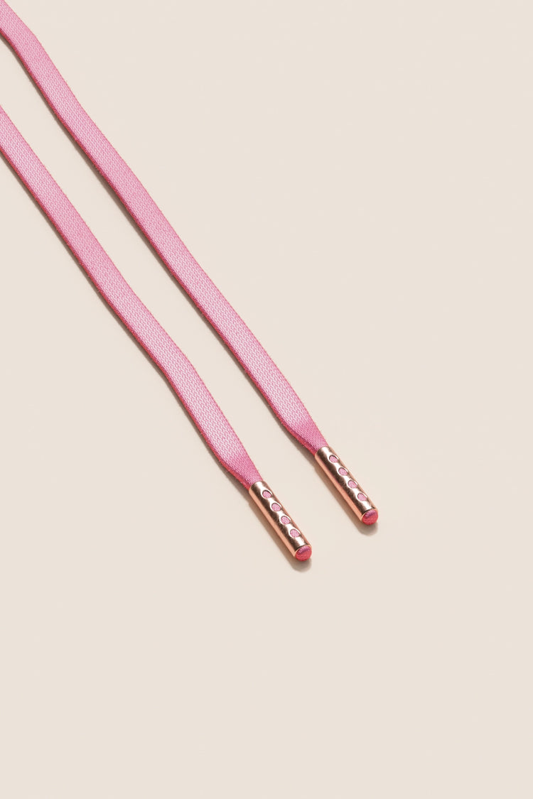 Senkels Flamingo Pink 3mm Flat Waxed Shoelaces with Rose Gold Aglets