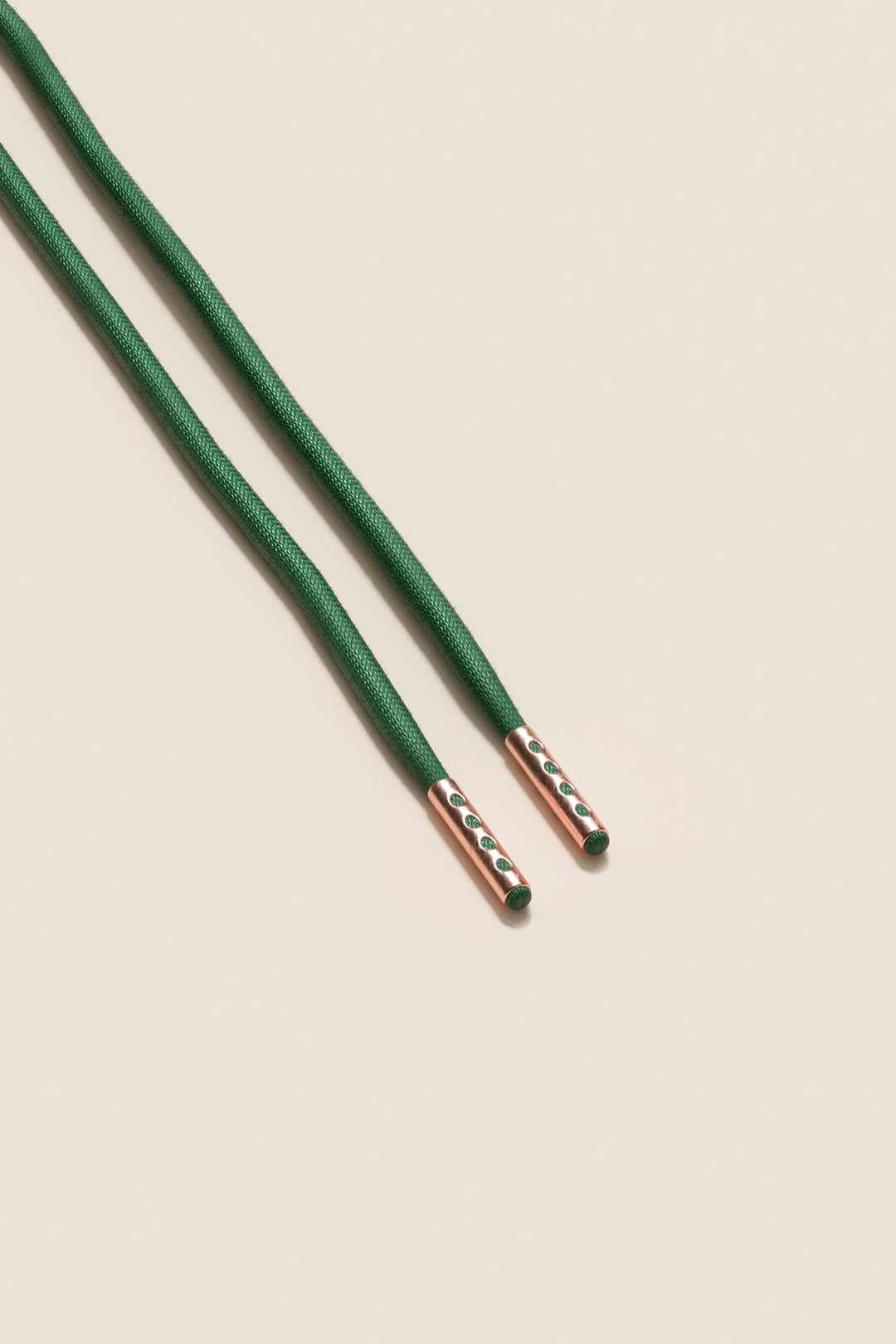 Senkels Hunter Green 4mm Round Waxed Shoelaces with Rose Gold Aglets