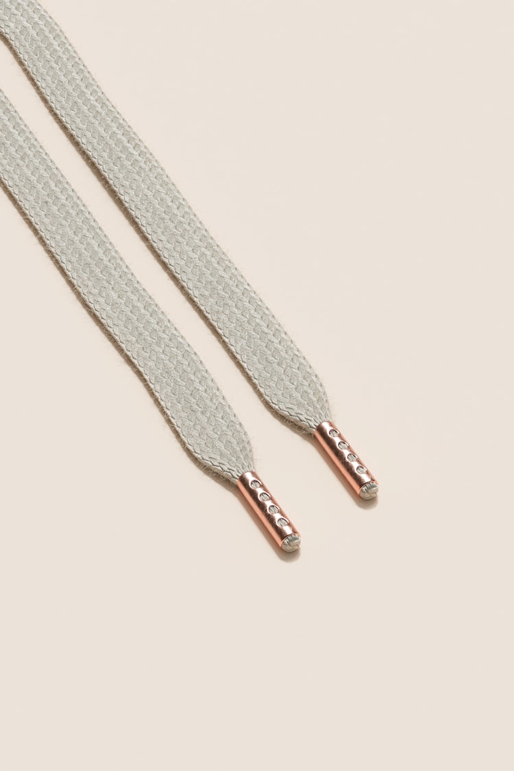 Senkels Nickel Grey Sneaker Shoelaces with Rose Gold Aglets