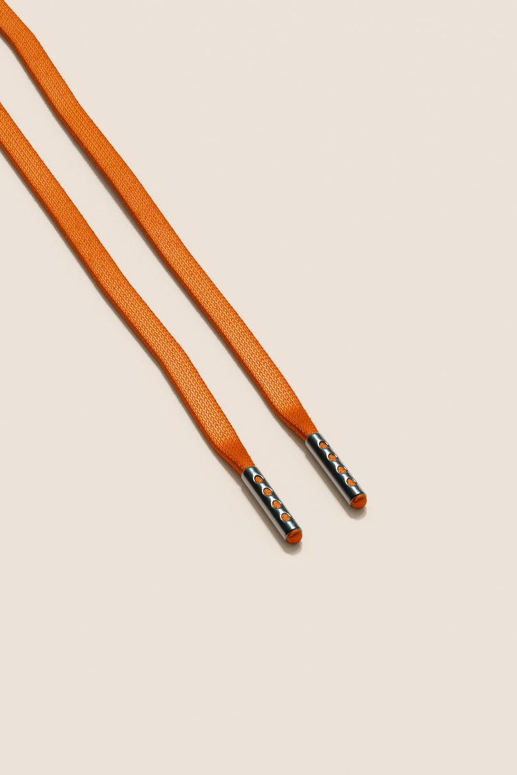 Senkels Orange 3mm Flat Waxed Shoelaces with Black Nickel Aglets