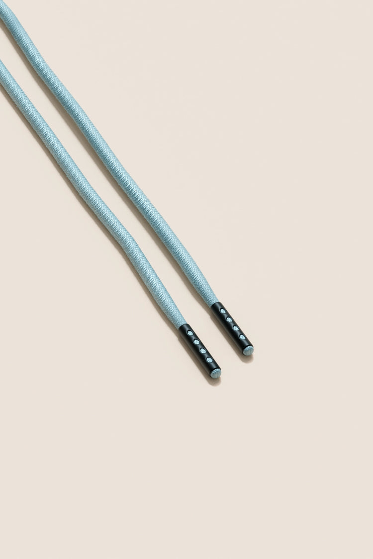 Senkels Pastel Blue 4mm Round Waxed Shoelaces with Black Matte Aglets