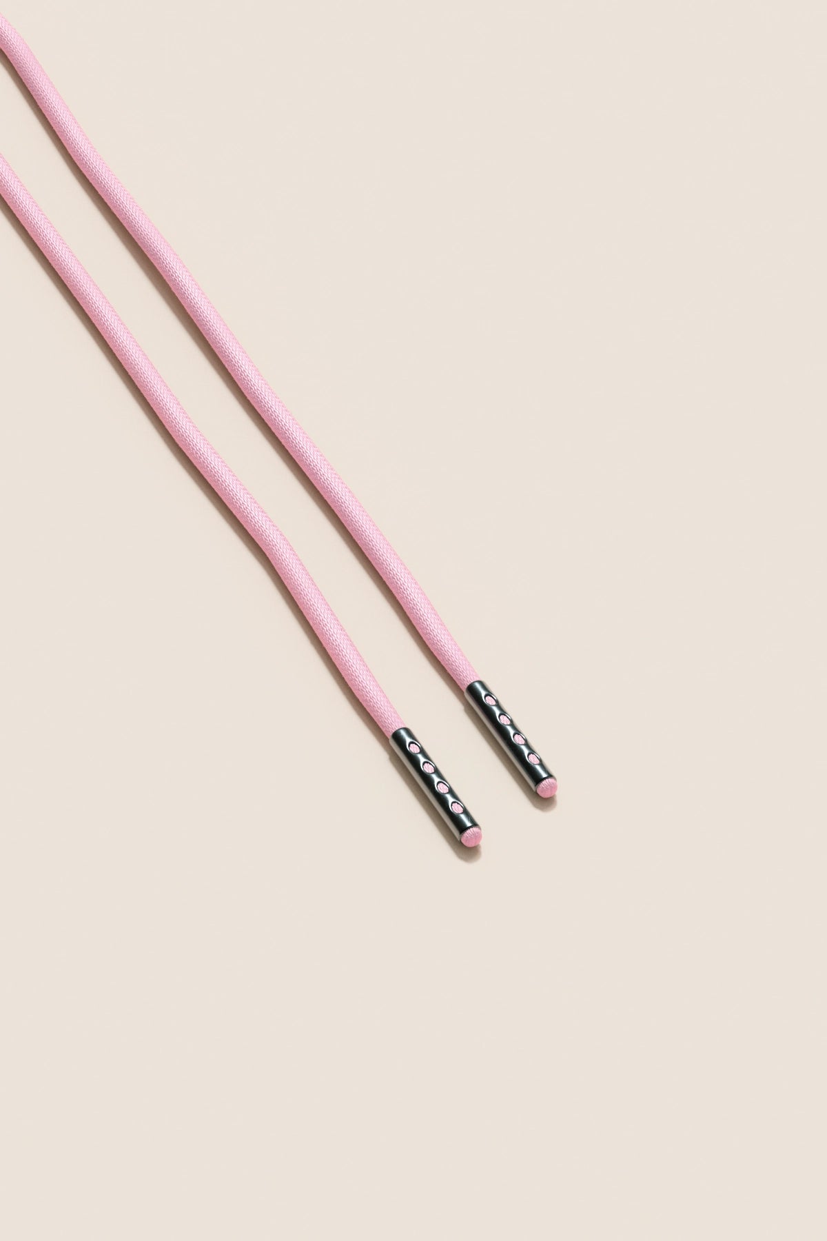 Senkels Pastel Pink 2.5mm Round Waxed Shoelaces with Black Nickel Aglets