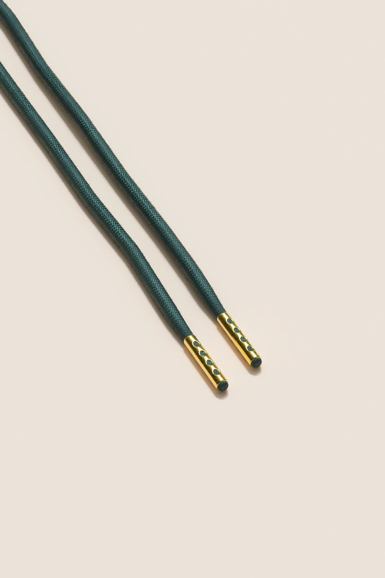 Senkels Pine Green 4mm Round Waxed Shoelaces with Gold Aglets