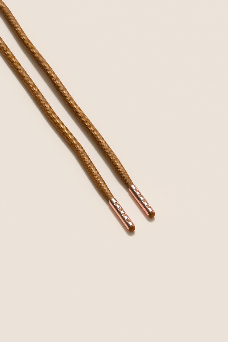Senkels Saddle Brown 4mm Round Waxed Shoelaces with Rose Gold Aglets