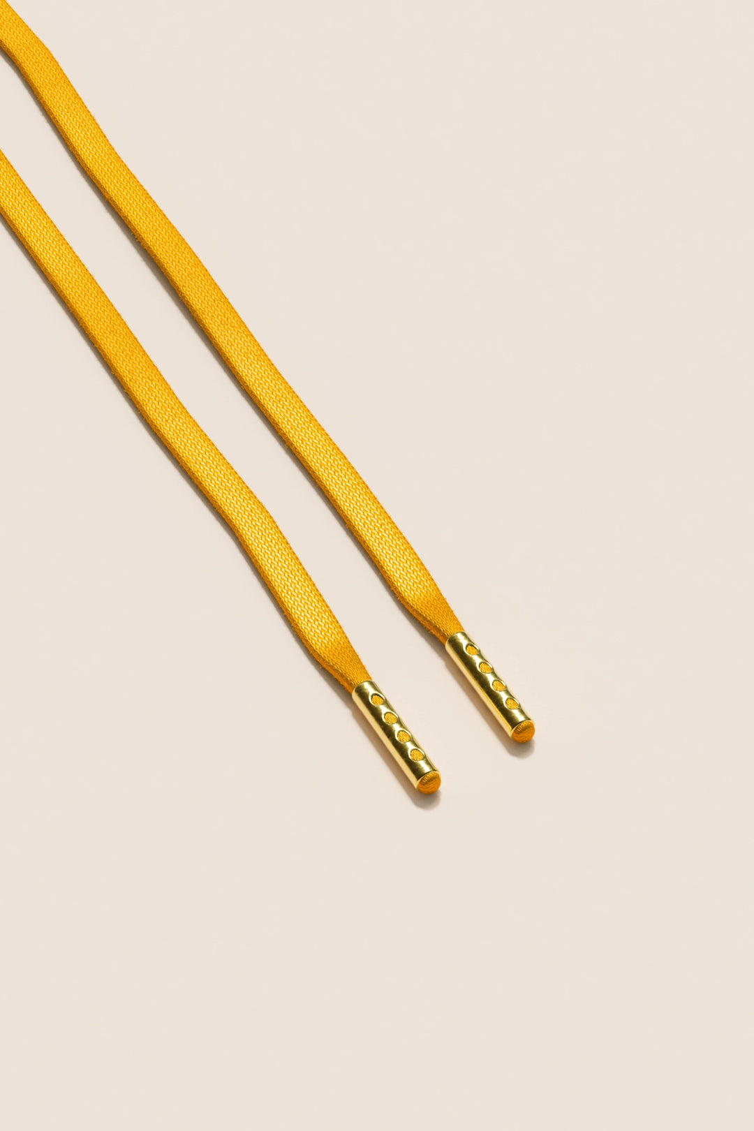 Senkels Yellow 3mm Flat Waxed Shoelaces with Gold Aglets